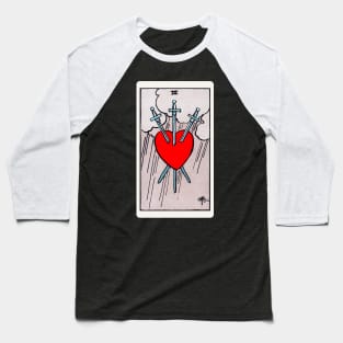 Card #52 - Three Of Swords - Rider Waite Smith Tarot Baseball T-Shirt